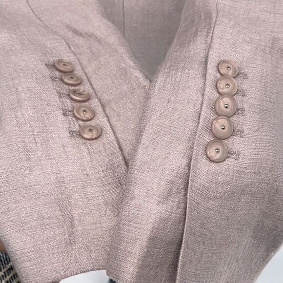 BCBG MAXAZRIA‎ Ruffle Collared Linen Blend Jacket Blazer Size 10P Purple/Pink - Picture 6 of 12